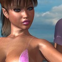 Sami Sunshine Shows Her Friend Effie Jo Pflughalter How To Handle The Omnipresent Papparazzi In A Tiny, Tiny Bikini - Carnipelago Style!